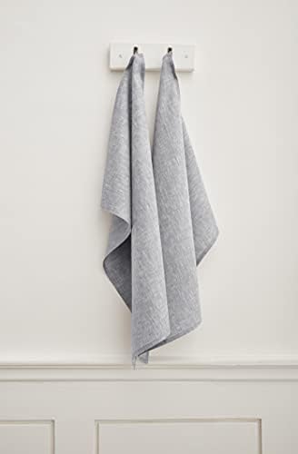 Кухненски кърпи Solino Home Linen 17 x 26 инча – Чисти ленени Супени кърпи Комплект от 2–те Шарени кърпи в стил фермерска къща от Сив и бял цвят – Може да се пере в машина и да ?