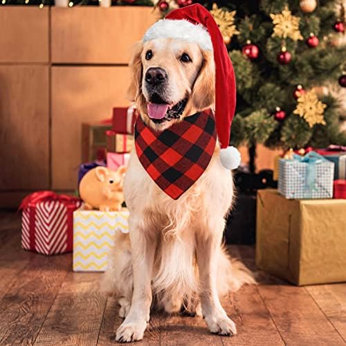 Malier 2 Опаковане на Коледни Bandhan за кучета, Класическа Червена Клетчатая Кърпа за домашни любимци, Шал, Триъгълни Престилки, Шал, Костюм за домашни любимци, Аксесоари