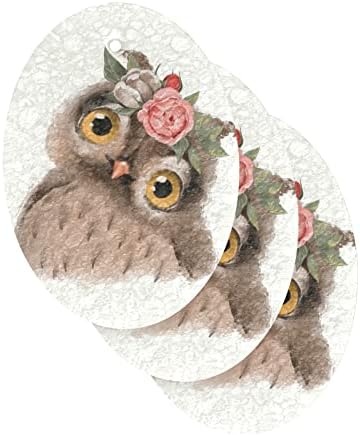 ALAZA Здравей Owl Цветен Венец Натурална Гъба Кухненски Целлюлозные Гъба за миене на съдове, Санитарен възел и битова прибиране на реколтата, Не Царапающиеся и Екологи