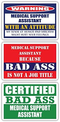 (x3) Сертифициран Стръмен Помощник медицинска подкрепа със стикери Отношението | Забавна Идея за подарък за кариера