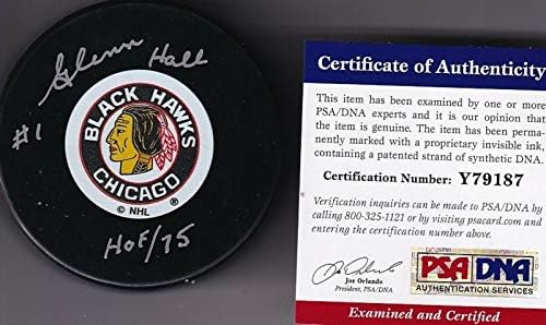 Psa/днк Глен Зала №1 на копито 75 Подписа миене с лицензионното логото на Чикаго Блекхоукс 9187 - за Миене на НХЛ с автограф