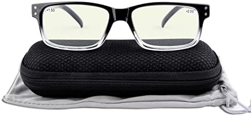 (Трябва да си купя и на двете очи) Черен Прозрачен-дясното око + 0,50 Компютърни очила за четене, блокиране на синя светлина, различна сила и за всяко око