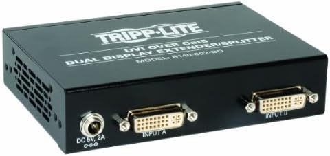 Трип Lite 2-Портов Двухдисплейный DVI чрез удължаване-сплитер Cat5 / Cat6, предавател 1920x1080 при 60 Hz (B140-002-DD)