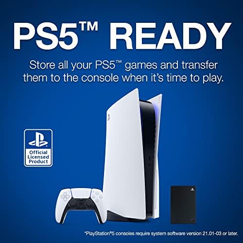 Игри диск на Seagate (STGD2000100) за системи за PS4, Външен твърд диск капацитет 2 TB, Портативен твърд диск USB 3.0, Официално Лицензиран продукт