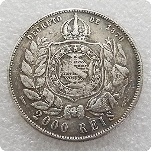 Старинни Занаяти Бразилия 1886 Бразилия 2000 Reis Coin 2452Coin са подбрани Възпоменателна Монета