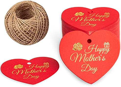 подарък бележки за Деня на майката 100шт с Натурален джутовым с канап, Хартиени Бележки във формата на сърце