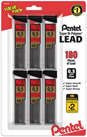 Тел Pentel® Super Hi-Polymer®, 0,5 mm, HB, 30 кабели в епруветка, Опаковки от 3 Тюбиков