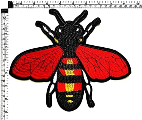 Салфетки Плюс. Голям Гигантски Bumblebee Червени Ивици Стикер Карикатура на Желязо В Тъканите Апликация САМ Облекла на плавателни