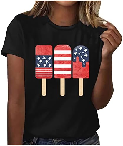 Ризи Ден на Независимостта, Дамски Летни Стръмни Върхове, Забавна Тениска С графичен Дизайн, Красиви Блузи, Тениски с Кръгло