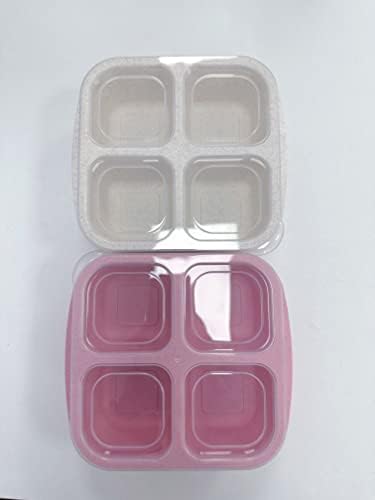 Кутия за закуски MaMix с 4 отделения за Bento, Контейнери за закуски в 4 опаковки за деца, за Многократна употреба,