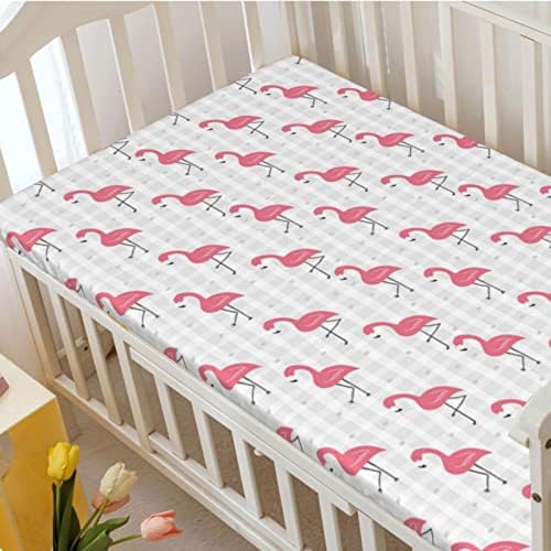 Чаршаф за легло в стил Розово фламинго, Стандартен Чаршаф за матрак на детско креватче Меки и Дишащи Кърпи -Бебешки Кърпи за