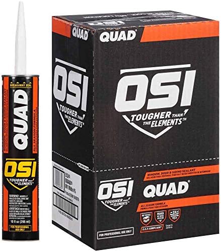 OSI Quad Advanced Formula 10 течни унции. Бяла 001 Уплътнител за прозорци, врати и сайдинг VOC, 12/CS