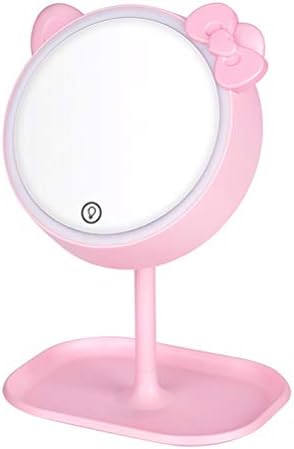 Огледало за Грим JJRY Розовата Котка, с Led Огледала, Огледало за Тоалетка Маса със Сензорен Екран, Регулируемо