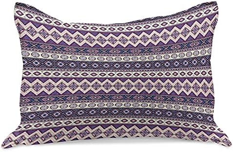 Калъфка за възглавница от ацтеките Вязаного одеяла Ambesonne, Модернизирани Племенни Триъгълници ярки Пурпурни цветове, Стандартна Калъфка Кралски размери за спални,