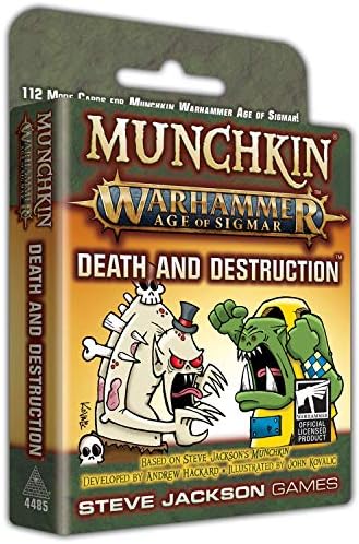 Steve Jackson Games игра на Карти Munchkin Warhammer Age of Sigmar: Смърт и разрушение (Разширение) | 112 Карти | Семейна игра | Приключенска RPG | Възраст от 10 + | 3-6 играчи | Средно време за игри 120