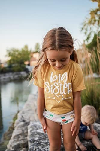 Тениска Olive Обича Apple Big Sister Сърце Sibling Reveal за новородени и по-младите момичета, Дрехи за братя и
