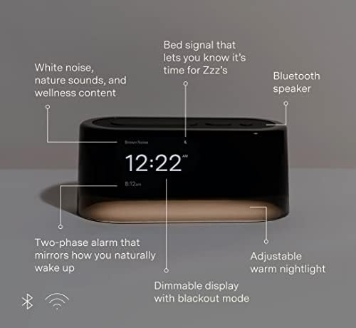 Будилник Loftie - Умни часовници с Bluetooth високоговорител за потребителски будилници, уелнес съдържание, на бял шум и звуци на природата - Умен будилник с вграден регули