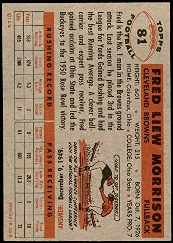 1956 Topps # 81 Фред Морисън Cleveland Browns-FB (Футболна карта) EX/MOUNT Browns-FB Охайо Св.