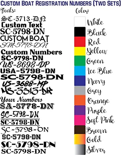 Регистрационни номера лодки - 2 Опаковки - Потребителски Етикети за държавна регистрация - Винил Графични етикети за лодки Чифт Регистрационни номера