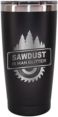 Чаши с вакуумна изолация MugHeads Sawdust is Man Glitter 20 грама с Прахово покритие и магнитна капака-Слайдер - Подарък