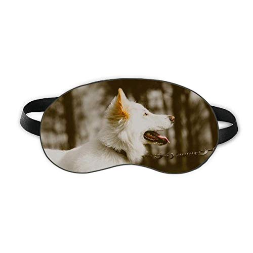 Защитна маска за очи с изображение на бели кучета, мека нощна превръзка на очите, козирка