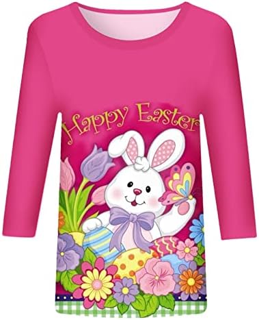 LMSXCT, Дамски Блузи с кръгло Деколте, Ежедневни Тренировочная Риза с 3/4 ръкав, добре облечени Блуза с Принтом Яйца на