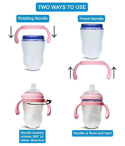 Залъгалка с накрайник и дръжки за шишета Comotomo Baby Bottle | 2 | От хранително-силикон | Без BPA | Непроливающиеся (Розов)