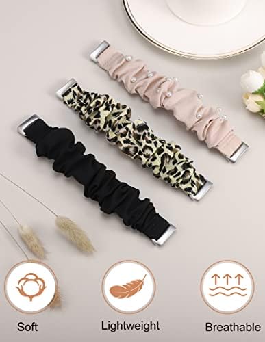 Wearlizer 3 Опаковки гумени ленти за коса, Съвместими с Fitbit Charge 5, Въжета за жени и момичета, Еластична Каишка от мека Тъкан, Еластична Взаимозаменяеми Гривна с хубав диза