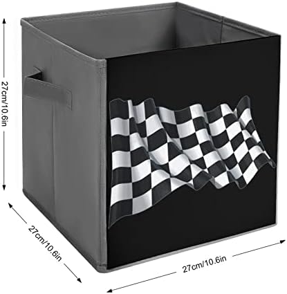 Черно-Бели Карирани Състезателен Флаг Сгъваем Текстилен Кутия За Съхранение на Кубчета Органайзер Сгъваема Кутия