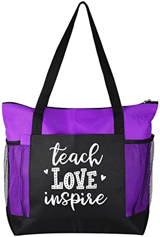 ECOHIP Teacher Bag Тъканно Чанта-Тоут За Учители, Благодаря Подаръци за Жени, Работно Портфейл Лилав Цвят