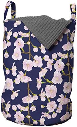 Лятна Розова чанта за дрехи Ambesonne, Фоново изображение, с повтарящи се цветове на японската сакуры, Кошница за дрехи