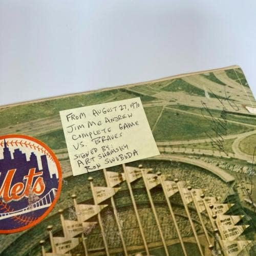 Оригинален билет за Ню Йорк Метс 1970 г. и Подписан от Реколта програма - Списания MLB с автограф