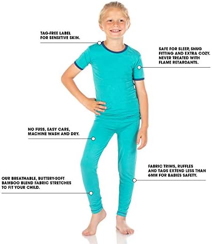 Пижамный Комплект с къси ръкави KicKee Pants Graphic Tee, от дете на дете, Супер Мека Пижама от Бамбукова вискоза