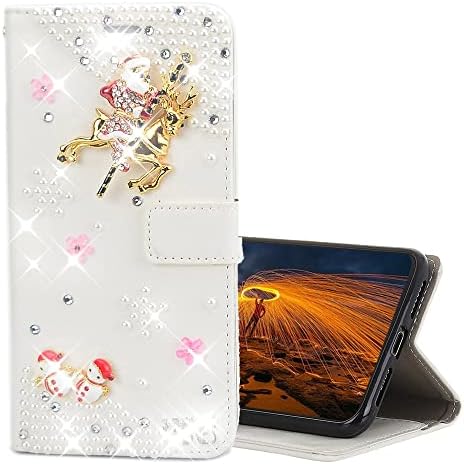 Чанта-портфейл с пайети за телефон, съвместим с OnePlus 10 Pro 2022, AS-Zeke 3D Ръчно изработени серия от Звънци Дядо Коледа