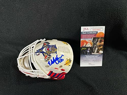 Ед Белфур подписа мини-Маска вратаря на Флорида Пантърс JSA COA - Каски и маски НХЛ с автограф