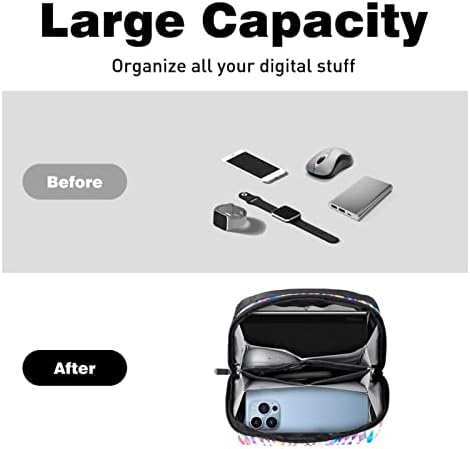 Калъф за носене, чанта, USB-кабел, органайзер, джобен аксесоар, портфейл с цип, проверка на психиката, 3D-арт, абстрактна бяла