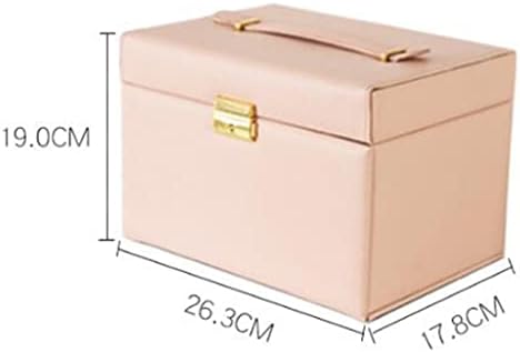 IRDFWH Многопластова Ковчег за бижута с Ключ с Голям Капацитет Обеци, Пръстен, Колие Кутия за Съхранение на Бижута Ръчна изработка (Цвят: E, Размер: 26.3*19*17.8 см )