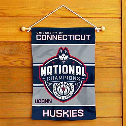 Connecticut Huskies UCONN 2023 Баскетболни Национални Шампиони Двупосочен Градински Банер Флаг