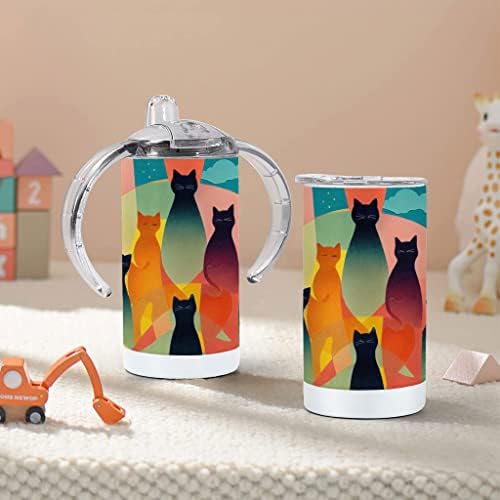 Чаша за Sippy Cat Art - Абстрактна Детска Чаша За Sippy Цветна Чаша За Sippy