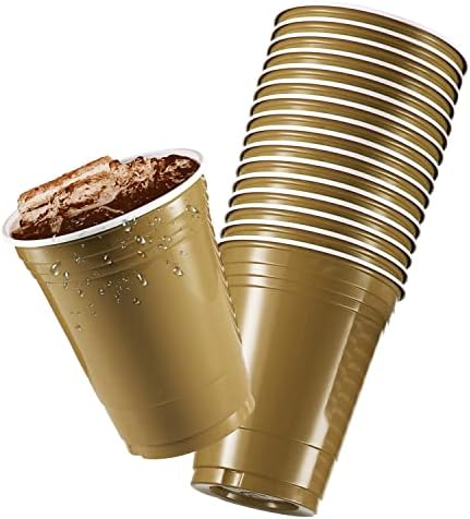 StarMar [Chefcity] 50 Опаковки - 16 Мл за Еднократна употреба Златни пластмасови Чаши Big Party Cup Са Идеални за