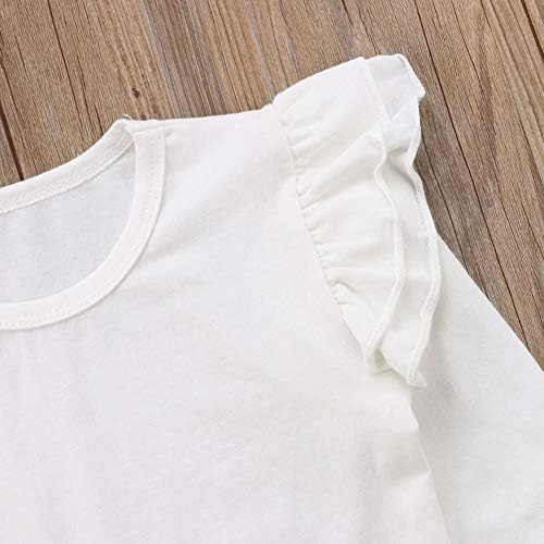 KMBANGI/ Детска Тениска с дълги ръкави и набори За малки Момичета, Блуза, Обикновена Памучни Основни Тениски, Однотонная риза