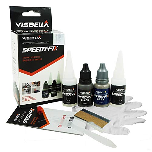 Visbella 7 Seconds Спиди Fix Пълнител и Армирующая Двойна Адгезивная системата, Набор от прах заваръчни прахове за бързо лепене на смола, Водоустойчив, черен / сив - SQ0040BG1P