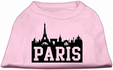 Mirage Pet Products 8-Инчов Тениска с Трафаретным принтом Paris Skyline за домашни любимци, X-Малък, ярко розово