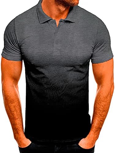 Ризи с къси ръкави за мъже, Тениски с Висока Яка, Ризи, Модни Градиентные Върховете 3D Наклон Цвят, Лятна Ежедневна Блуза с Къс