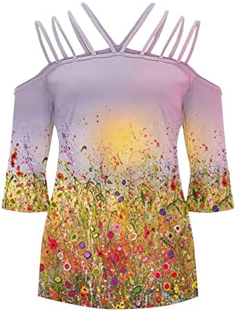 Amikadom Лято Есен Тениска с V Образно Деколте Дамски Дрехи С Къс Ръкав Памучен Графична Блуза за Късна Закуска Риза за
