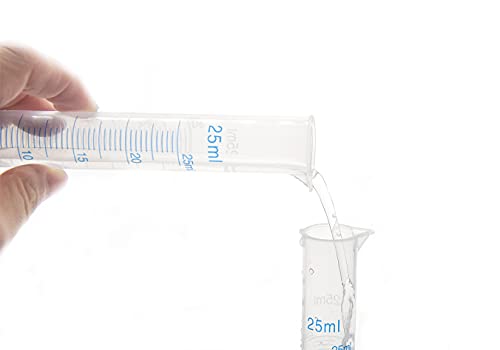 Пластмасов Градуированный Цилиндър RESALET, Мерителна Цилиндър с обем 25 ml, Мензурки за научни Пробирок, Двустранен