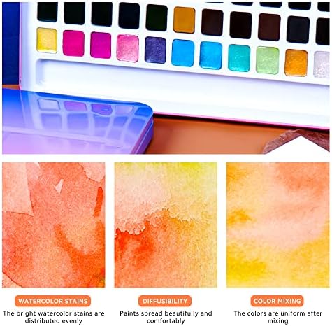 Набор от акварельных бои Meiliang 48 цвята с подложка от акварельной хартия, 36 ярки цветове, 12 брилянтни цветове, висока