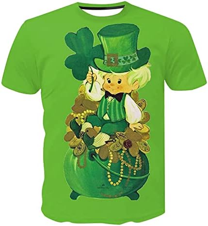 WOCACHI, мъжка тениска в Деня на Св. Патрик, По-Мръсна, С къс ръкав, Зелена Тениска с Шарени Забавни Джуджета, тениска с Мышечным