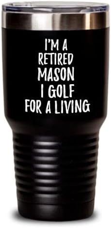 Чаша за Зидар на пенсия I Golf For A Living Забавна Идея за Подарък За Пенсионер Любовник Голф Случайна Чаша С Капак