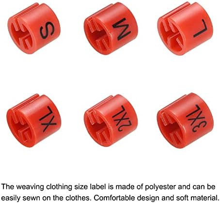 Маркер за закачалки PATIKIL Размера S/M/L/XL/2XL/3XL, подходящ за дрехи, закачалки, лост за дрехи, Цветова маркировка Червено,